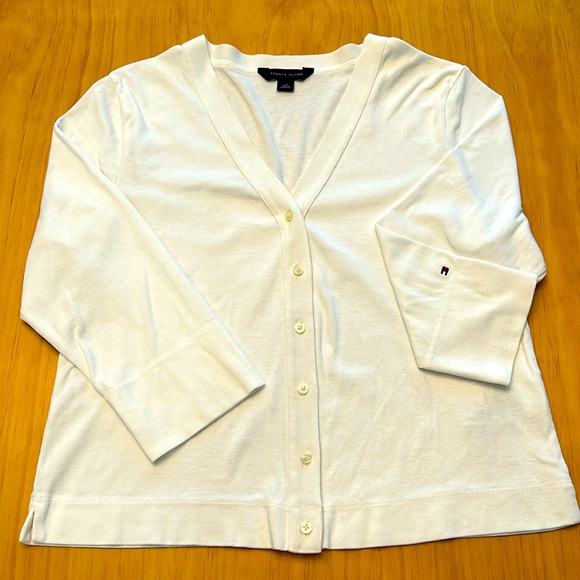 Tommy Hilfiger Sweaters - TOMMY HILFIGER Women’s White‎ Button Up Cardigan Size Large Vintage